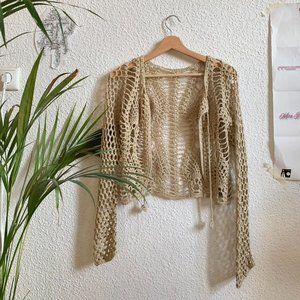Women's Tan and Cream Cardigan